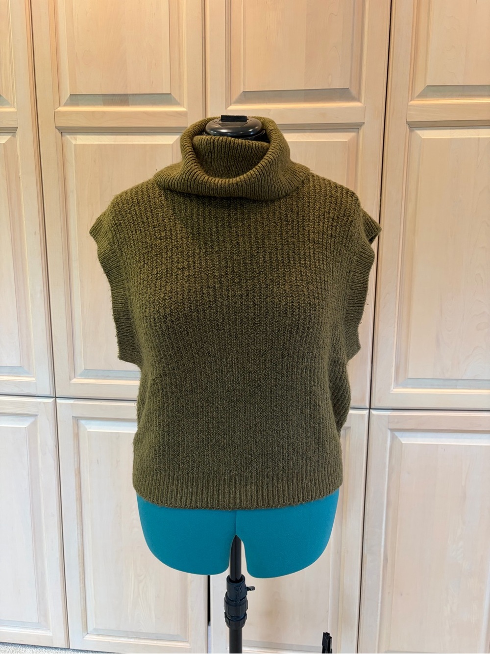 Vigoss Olive Sleeveless Turtleneck Sweater Vest